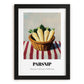 Parsnip – on Striped Tablecloth, Vegetable Wall Art, in sleek black frame
