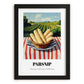 Parsnip – Valley Café Scene, Vegetable Painting, in sleek black frame