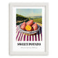 Sweet Potato – Valley Café Scene, Vegetable Wall Decor, placed in minimal white frame