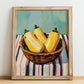 Squash – on Striped Tablecloth, Vegetable Illustration, no-text version framed in wood