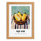 Squash – on Striped Tablecloth, Vegetable Illustration, set in oak frame