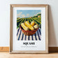 Squash – Green Valley Landscape, Vegetable Art, in wooden frame leaning on the floor