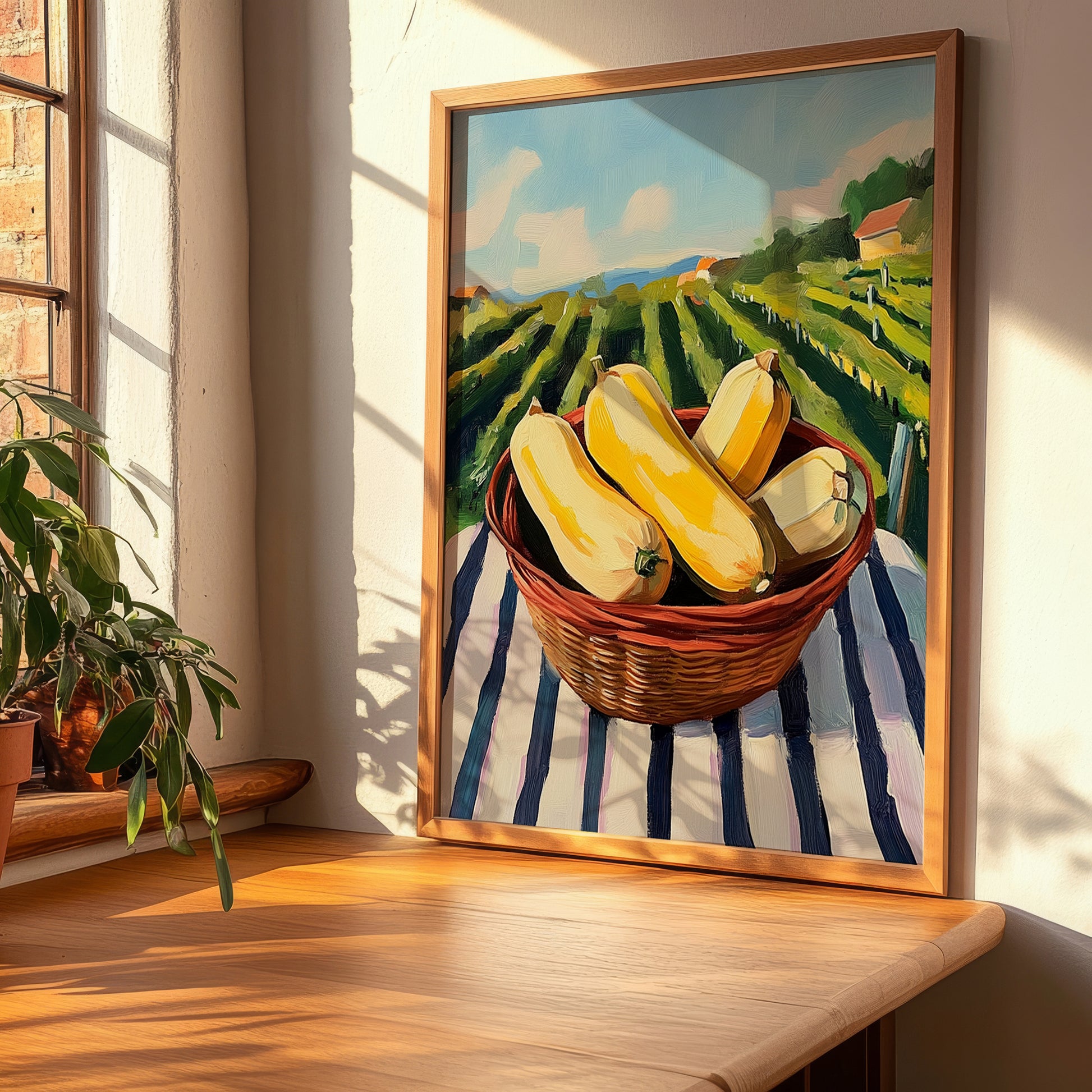 Squash – Green Valley Landscape, Vegetable Art, clean layout with no caption