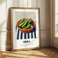 Okra – on Striped Tablecloth, Vegetable Print