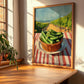 Okra – Valley Café Scene, Vegetable Wall Decor, clean layout with no caption