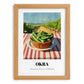 Okra – Valley Café Scene, Vegetable Wall Decor, set in oak frame