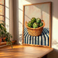 Artichoke – on Striped Tablecloth, Vegetable Still Life, clean layout with no caption