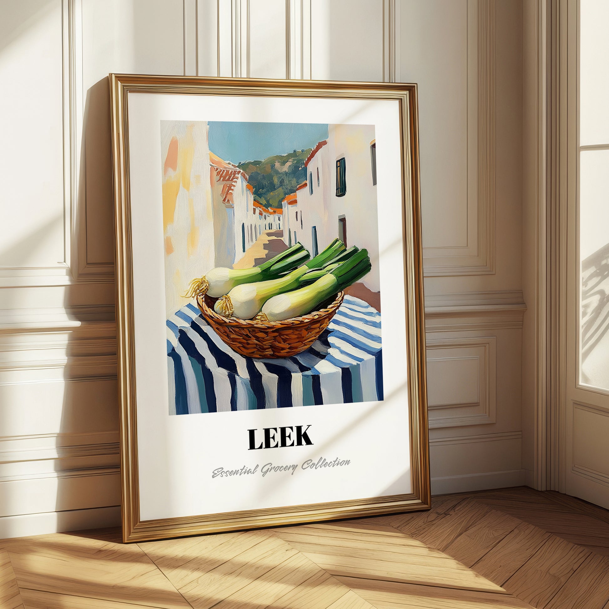 Leek – White village Café on the Corner, Vegetable Print