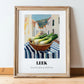 Leek – White village Café on the Corner, Vegetable Print, in wooden frame leaning on the floor
