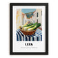 Leek – White village Café on the Corner, Vegetable Print, in sleek black frame