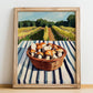 Mushrooms – Green Valley Landscape, Vegetable Painting, no-text version framed in wood