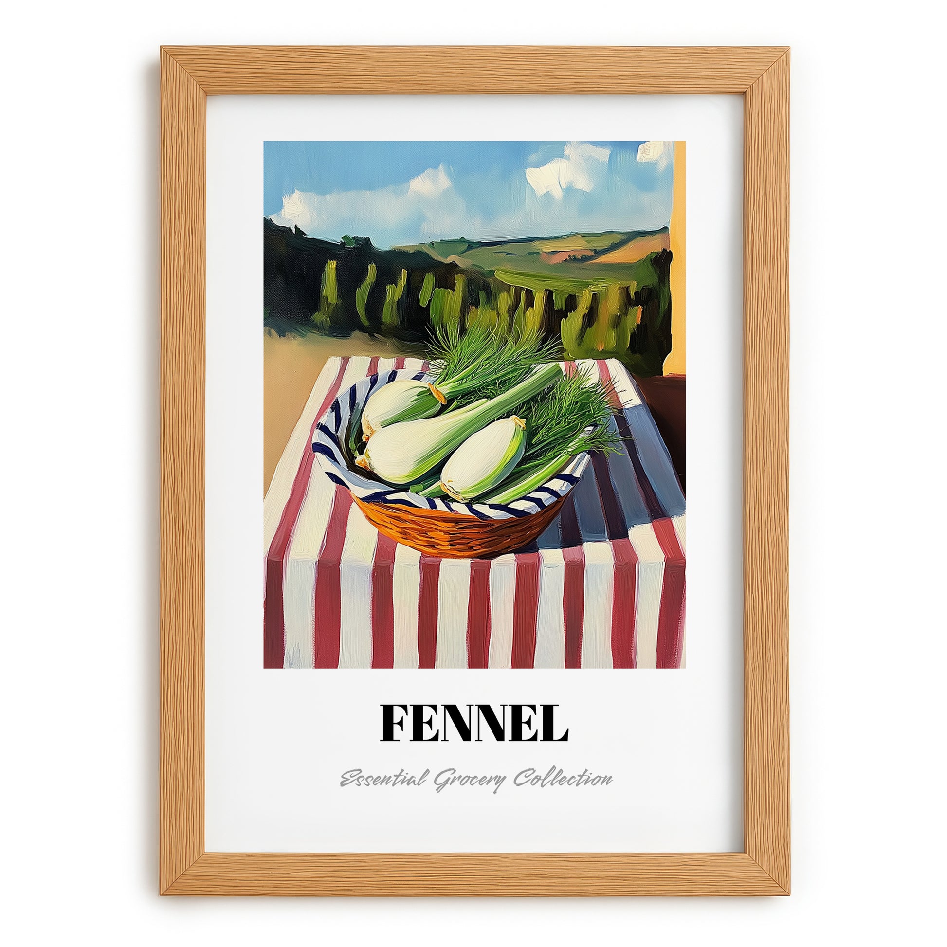 Fennel – Valley Café Scene, Vegetable Painting, set in oak frame
