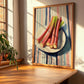 Rhubarb – on Striped Tablecloth, Vegetable Wall Decor, clean layout with no caption