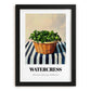 Watercress – on Striped Tablecloth, Vegetable Wall Art, in sleek black frame