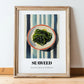 Seaweed – on Striped Tablecloth, Fresh Herbs Still Life, in wooden frame leaning on the floor