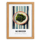 Seaweed – on Striped Tablecloth, Fresh Herbs Still Life, set in oak frame
