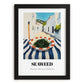 Seaweed – White village Urban Café Scene, Fresh Herbs Still Life, in sleek black frame