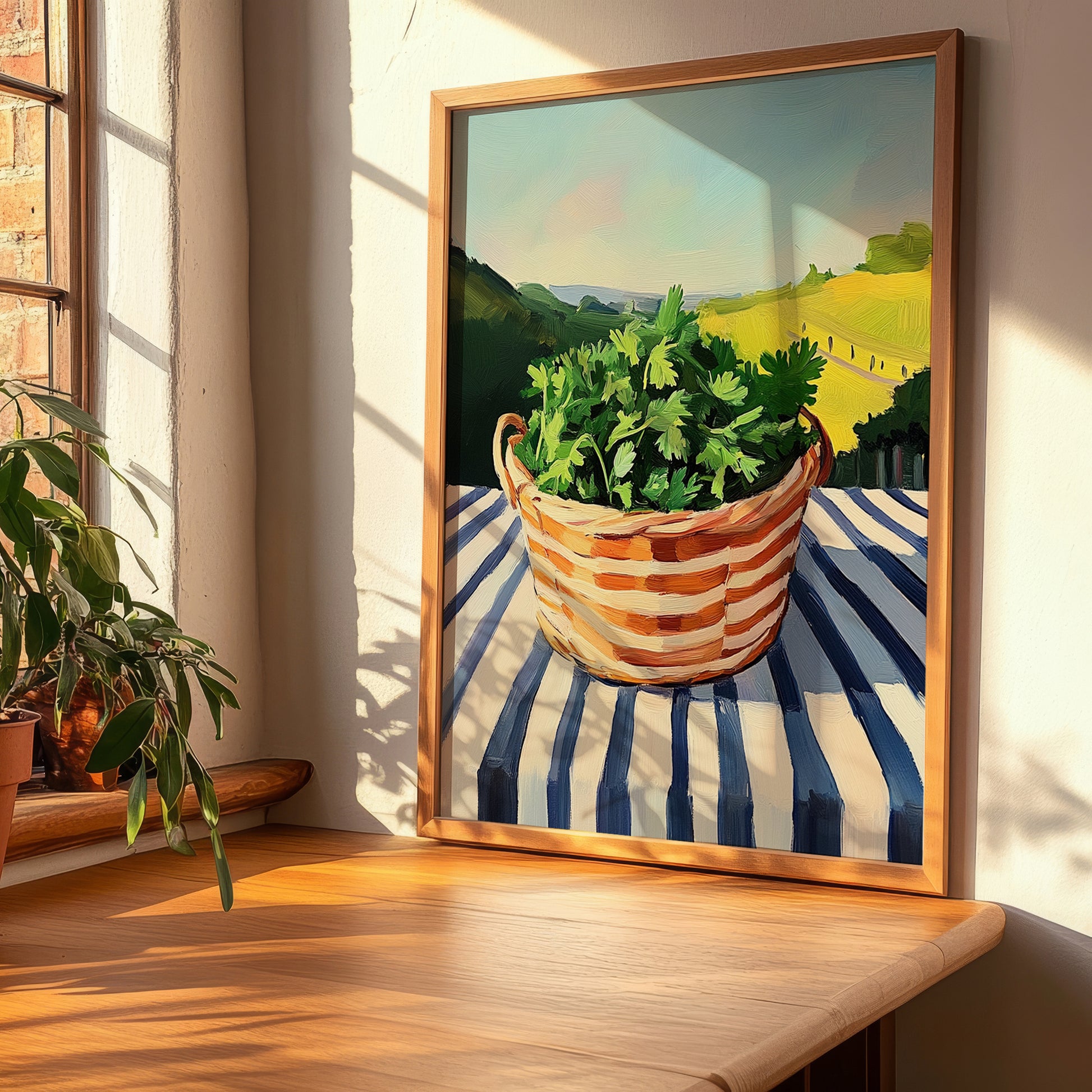 Coriander – Green Valley Landscape, Fresh Herbs Wall Decor, clean layout with no caption
