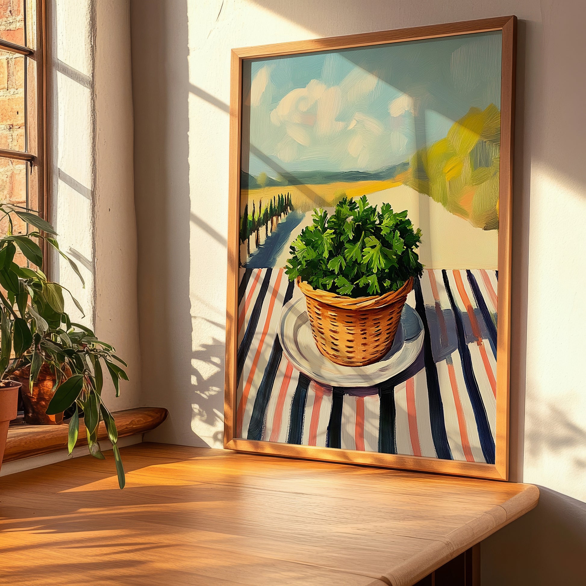 Parsley – Valley Café Scene, Fresh Herbs Painting, clean layout with no caption