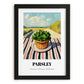 Parsley – Valley Café Scene, Fresh Herbs Painting, in sleek black frame