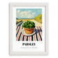 Parsley – Valley Café Scene, Fresh Herbs Painting, placed in minimal white frame