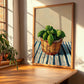Basil – on Striped Tablecloth, Fresh Herbs Poster, clean layout with no caption