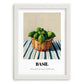 Basil – on Striped Tablecloth, Fresh Herbs Poster, placed in minimal white frame