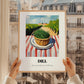 Dill – Valley Café Scene, Fresh Herbs Illustration, styled in a charming Paris street view