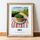 Dill – Valley Café Scene, Fresh Herbs Illustration, in wooden frame leaning on the floor