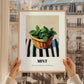 Mint – on Striped Tablecloth, Fresh Herbs Poster, styled in a charming Paris street view