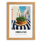 Oregano – White village Street Café Scene, Fresh Herbs Print, set in oak frame