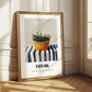 Thyme – on Striped Tablecloth, Fresh Herbs Still Life