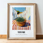 Thyme – White village Street Café Scene, Fresh Herbs Wall Decor, in wooden frame leaning on the floor