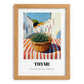 Thyme – White village Street Café Scene, Fresh Herbs Wall Decor, set in oak frame