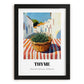 Thyme – White village Street Café Scene, Fresh Herbs Wall Decor, in sleek black frame