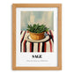 Sage – on Striped Tablecloth, Fresh Herbs Painting, set in oak frame
