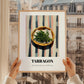 Tarragon – on Striped Tablecloth, Fresh Herbs Poster, styled in a charming Paris street view