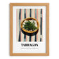 Tarragon – on Striped Tablecloth, Fresh Herbs Poster, set in oak frame