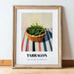 Tarragon – on Striped Tablecloth, Fresh Herbs Still Life, in wooden frame leaning on the floor