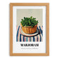 Marjoram – on Striped Tablecloth, Fresh Herbs Poster, set in oak frame