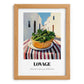 Lovage – White village Street Café Scene, Fresh Herbs Painting, set in oak frame
