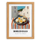 Boiled Eggs – White village Café on the Corner, American Food Wall Print, set in oak frame