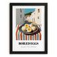 Boiled Eggs – White village Café on the Corner, American Food Wall Print, in sleek black frame