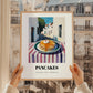 Pancakes – White village Urban Café Scene, American Pastry Illustration, styled in a charming Paris street view