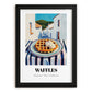 Waffles – White village Urban Café Scene, American Pastry Still Life, in sleek black frame