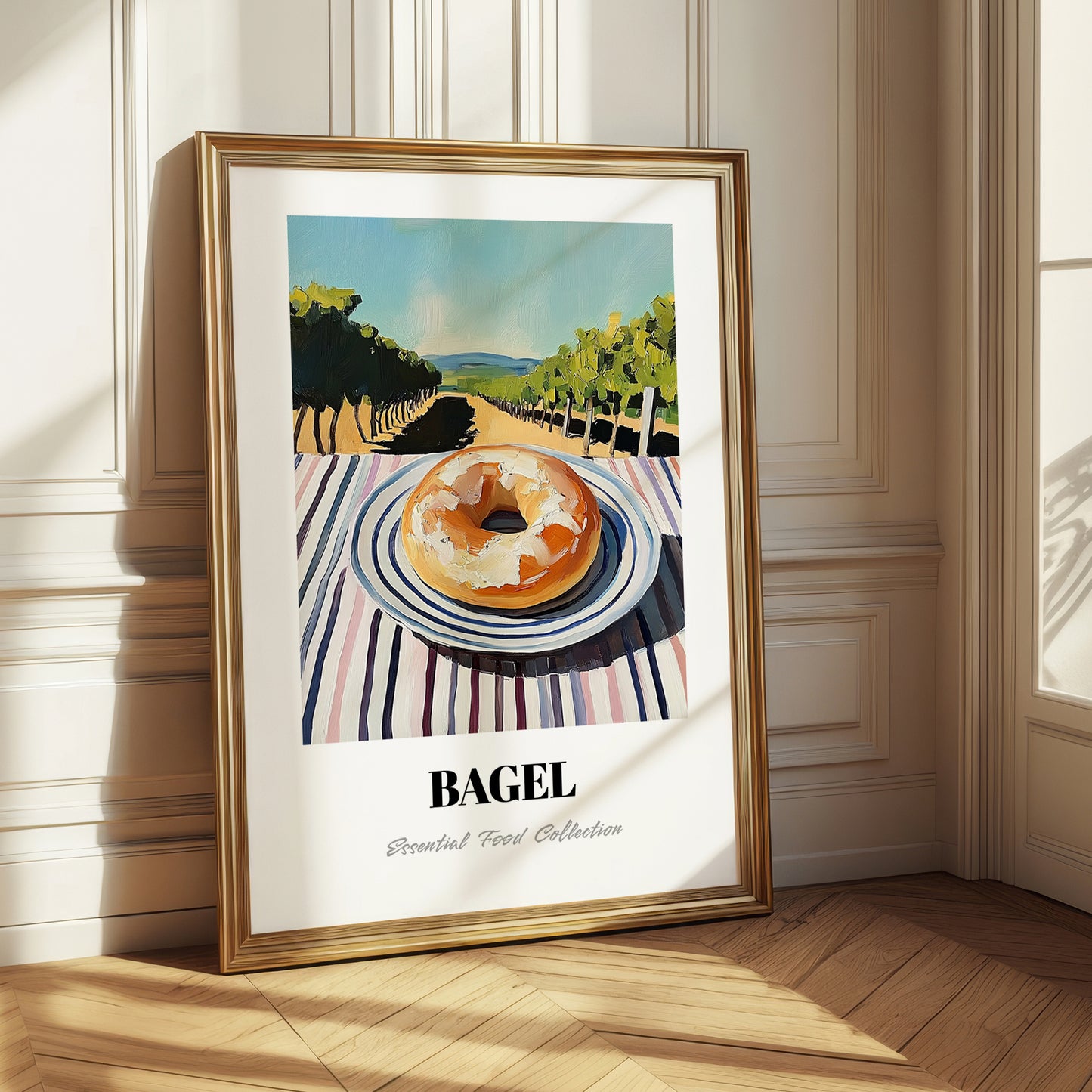 Bagel – Hilltop Table Scene, American Pastry Wall Print 