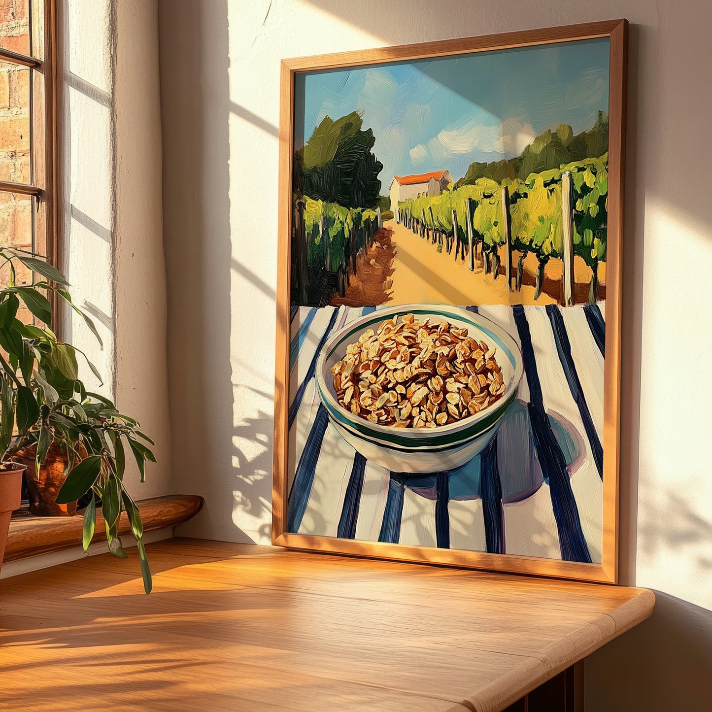 Granola #8 – Hillside Café View, American Food Illustration, clean layout with no caption