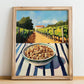 Granola #8 – Hillside Café View, American Food Illustration, no-text version framed in wood