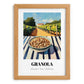Granola #8 – Hillside Café View, American Food Illustration, set in oak frame