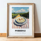 Porridge – Hillside Café View, British Food Illustration, in wooden frame leaning on the floor